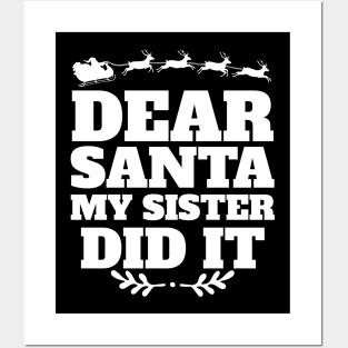 Dear Santa My Cousin Did It Funny Christmas Family Pajama Posters and Art